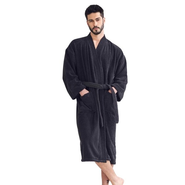 Towelsoft Unisex Men's Terry Black Bathrobe One Size RMMENTRYBLKOS